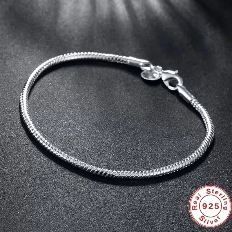 2025 New Luxury Handmade Original Fine Jewelry 925 Sterling Silver Charm Bracelet Soft Smooth Snake Bone Bracelets for Women