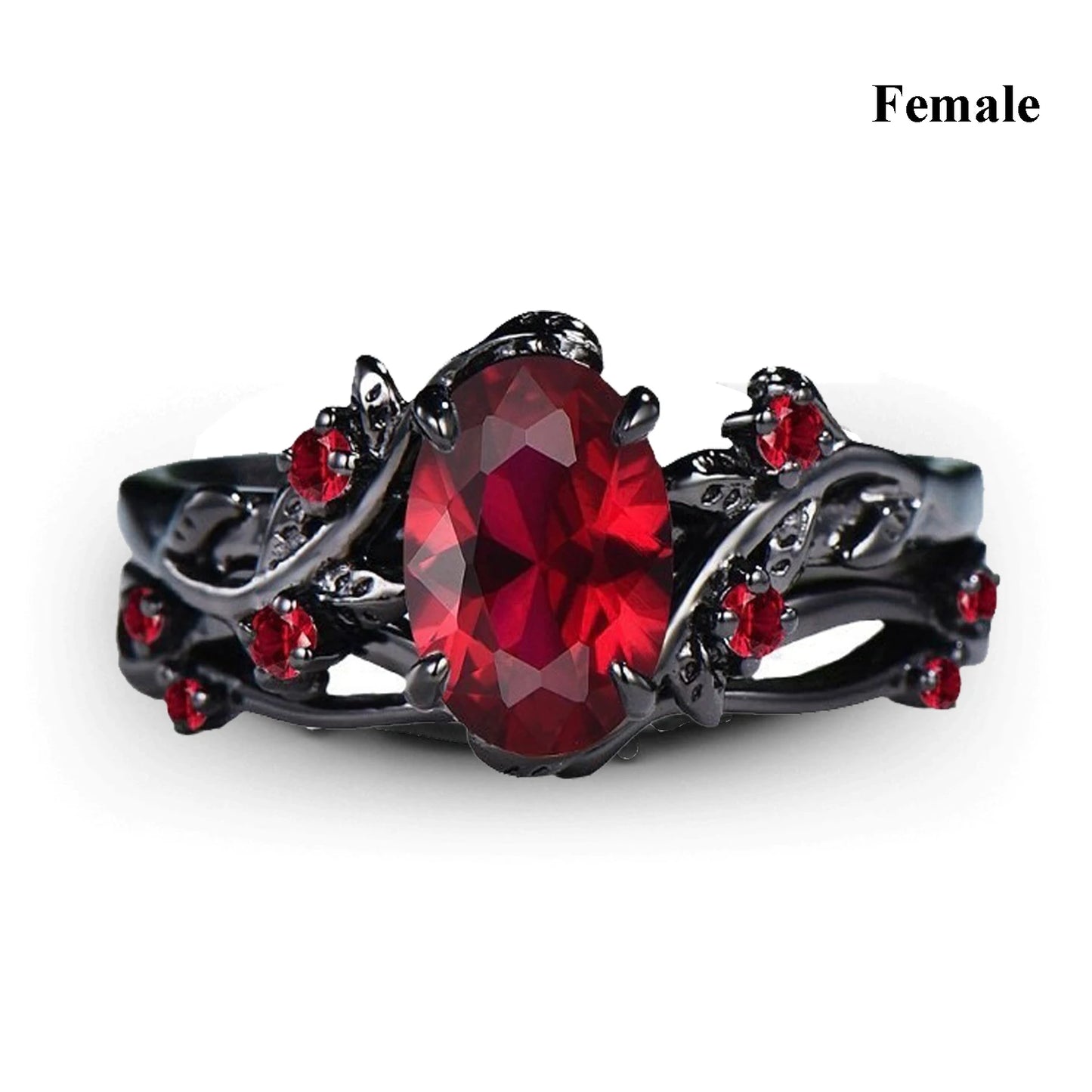 Charm Couple Rings Romantic Women Red Rhinestones Rings Set Trendy Men Stainless Steel Celtic Dragon Rings Wedding Band Jewelry