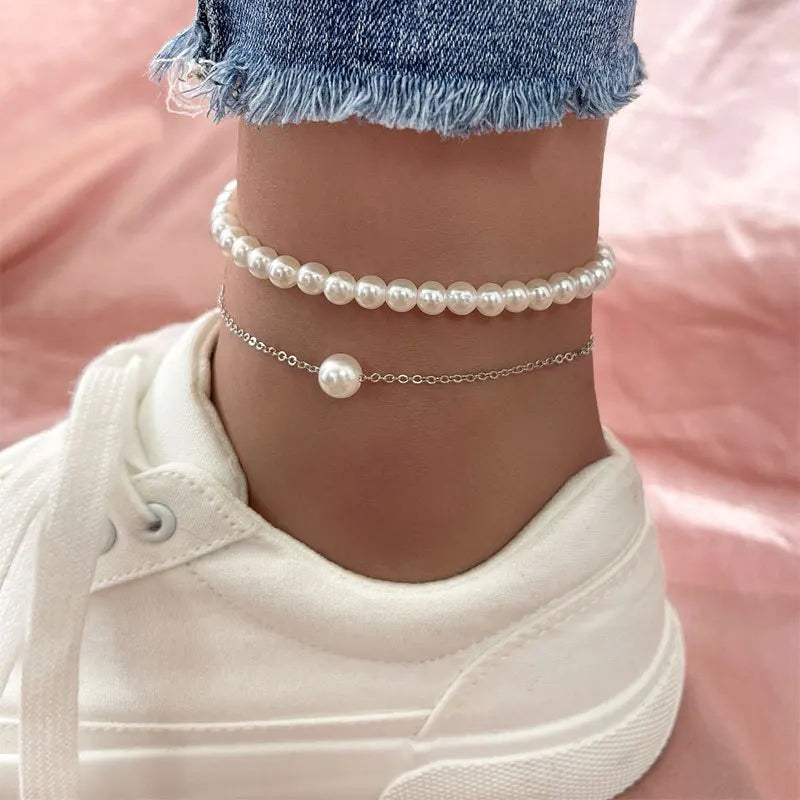 Female Heart  Anklets Bracelet Sandals Foot Jewelry Leg New Anklets on Foot Bracelets for Women Leg Chain Jewelry Accessories