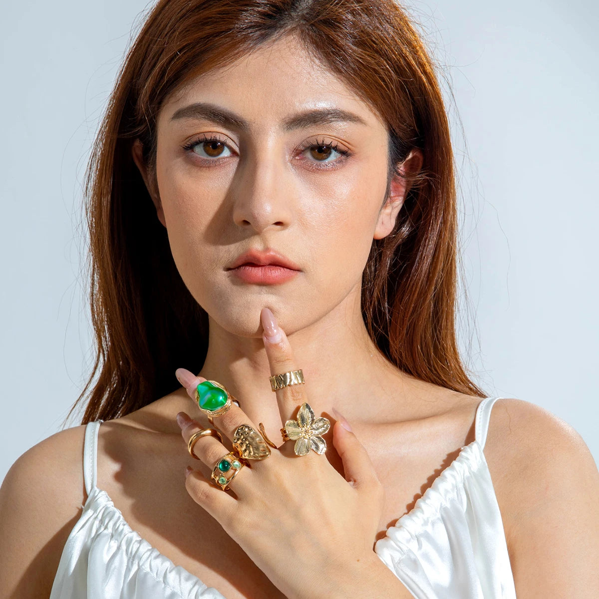 Tocona 2024 New Fashion Luxury Imitation Pearl Open Ring Sets for Women Elegant Gold Color Ring Party Jewelry Accessories