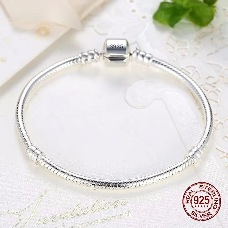 2025 New Luxury Handmade Original Fine Jewelry 925 Sterling Silver Charm Bracelet Soft Smooth Snake Bone Bracelets for Women