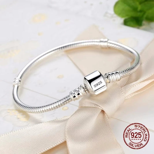 2025 New Luxury Handmade Original Fine Jewelry 925 Sterling Silver Charm Bracelet Soft Smooth Snake Bone Bracelets for Women