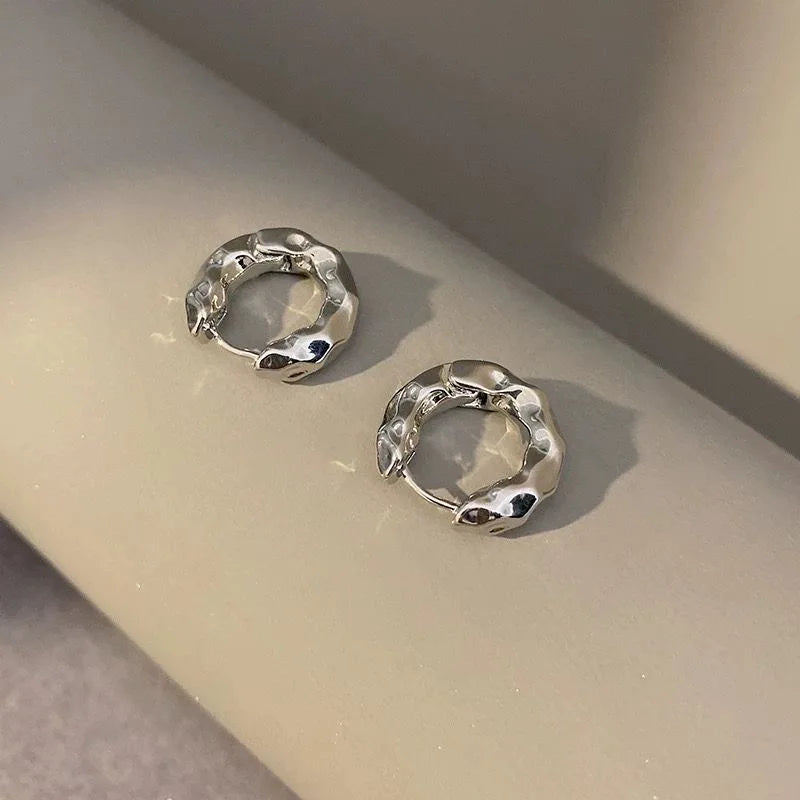 Stainless Steel Smooth Metal Chunky Hoop Earrings For Women Girls Fashion Round Circle Hoops Statement Earrings Punk Jewelry