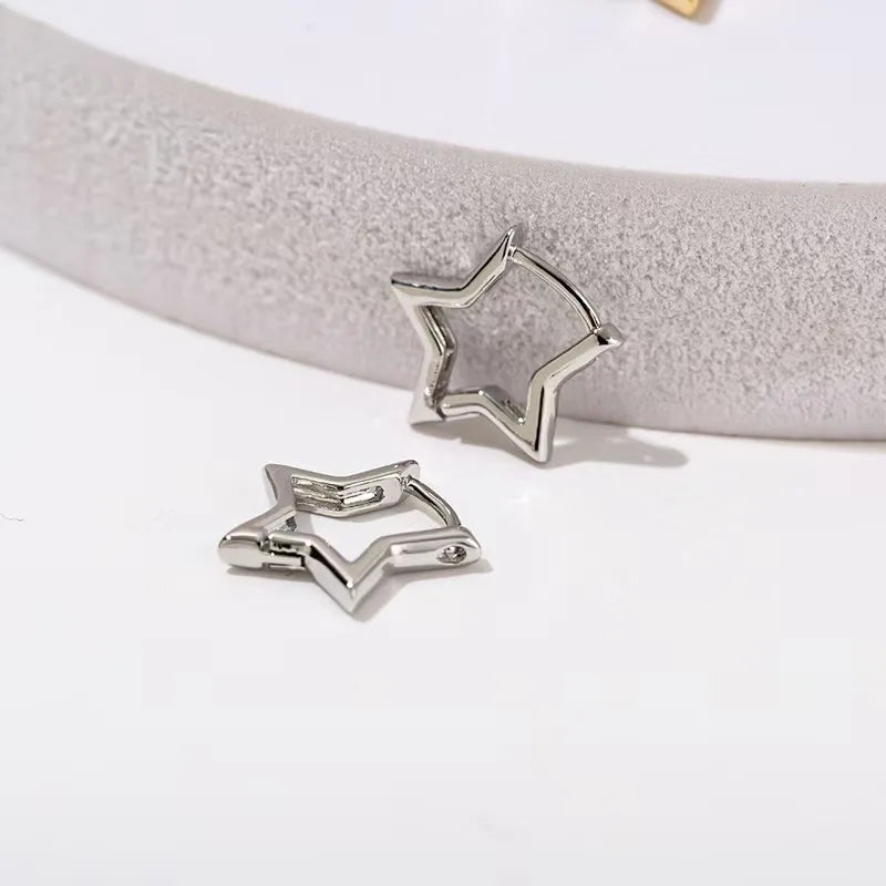 Stainless Steel Star Earrings For Women Gold Color Geometric Star Hoop Earring Girl Jewelry Hypoallergenic Accessories