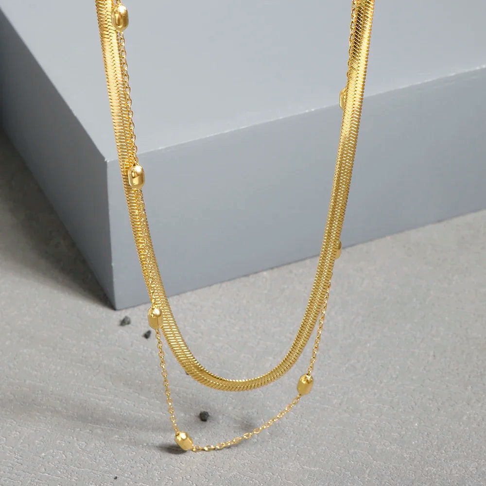 Stainless Steel Vintage Textured Delicate Necklace