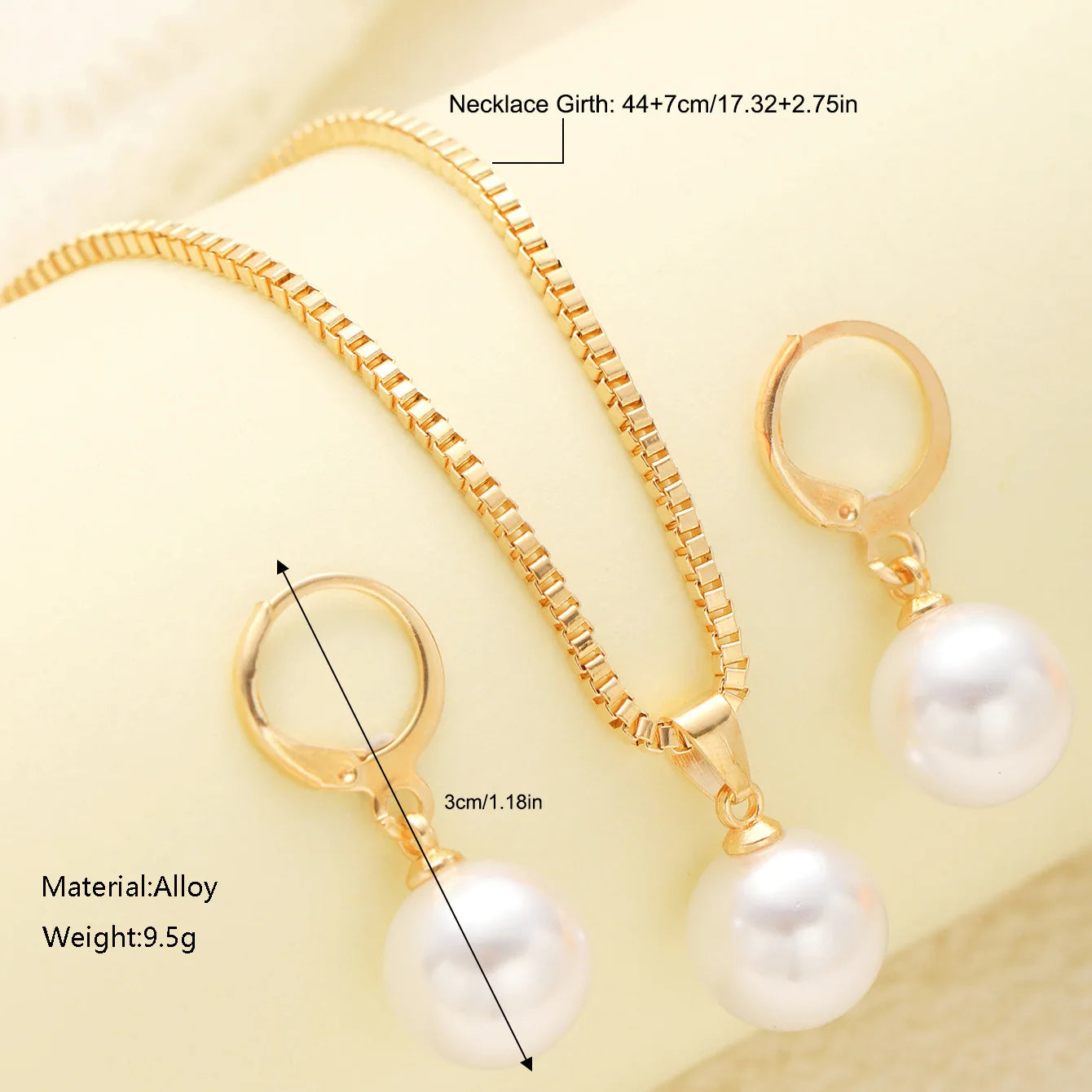 Fashion Pearl Jewelry Set For Women Dangle Earrings Pendant Necklace Simple Dainty Daily Wear Outfit  Party Accessories