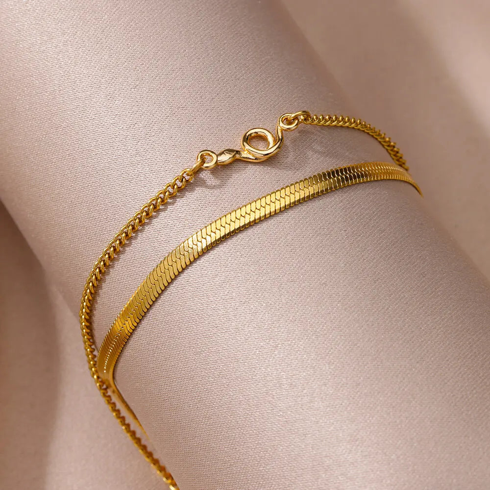 Vintage Anklets for Women Stainless Steel Beads Chain Anklet Leg Bracelets Bodychain Summer Beach Jewelry Accessories Gifts