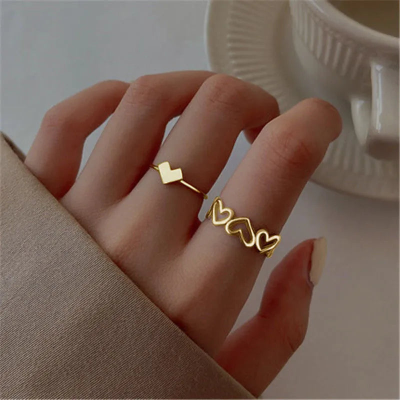 Silver Color Crystal Rings Set for Women, Cubic Zirconia Moon Arrow Flower Heart Finger Wedding Rings, Female Fashion Jewelry
