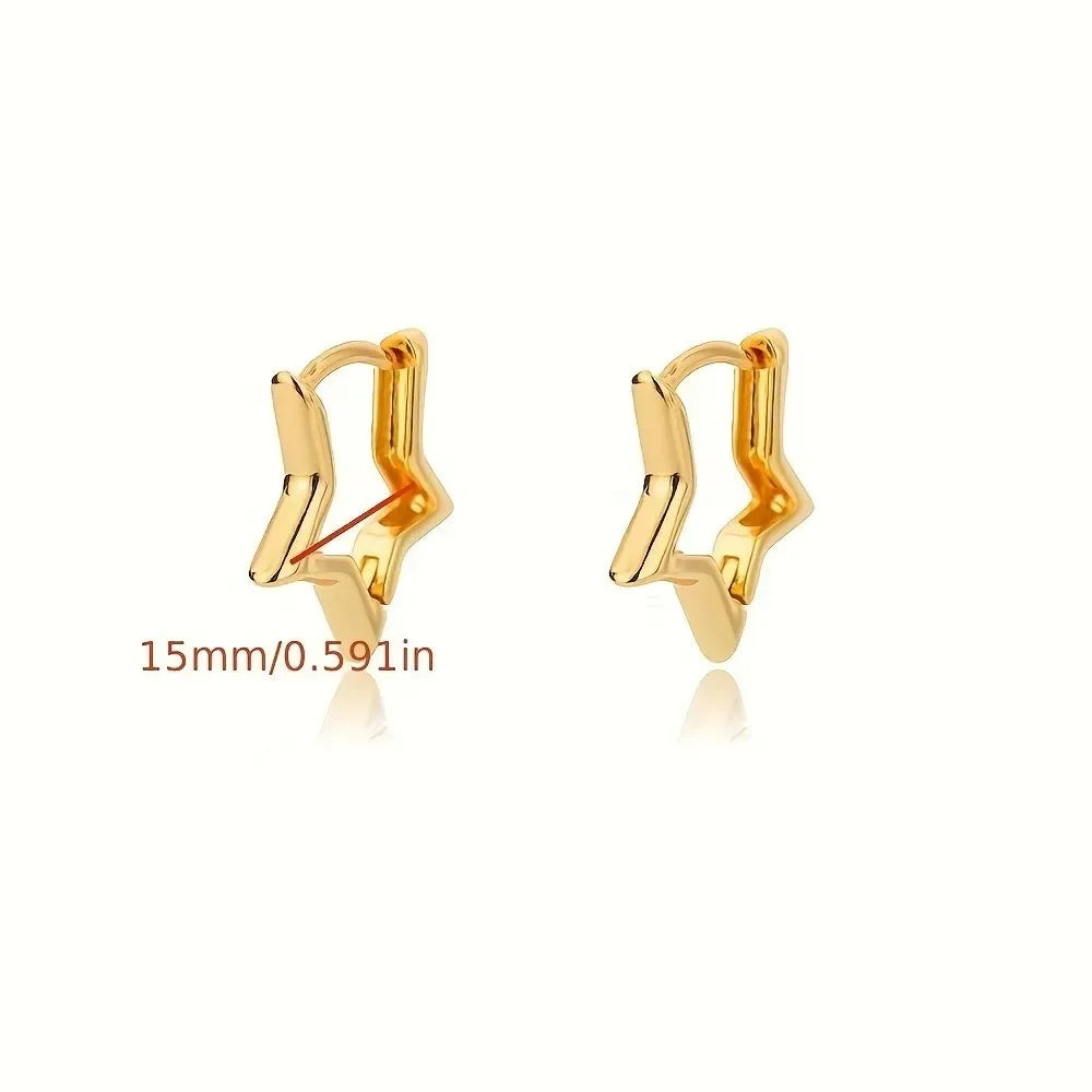 Stainless Steel Star Earrings For Women Gold Color Geometric Star Hoop Earring Girl Jewelry Hypoallergenic Accessories