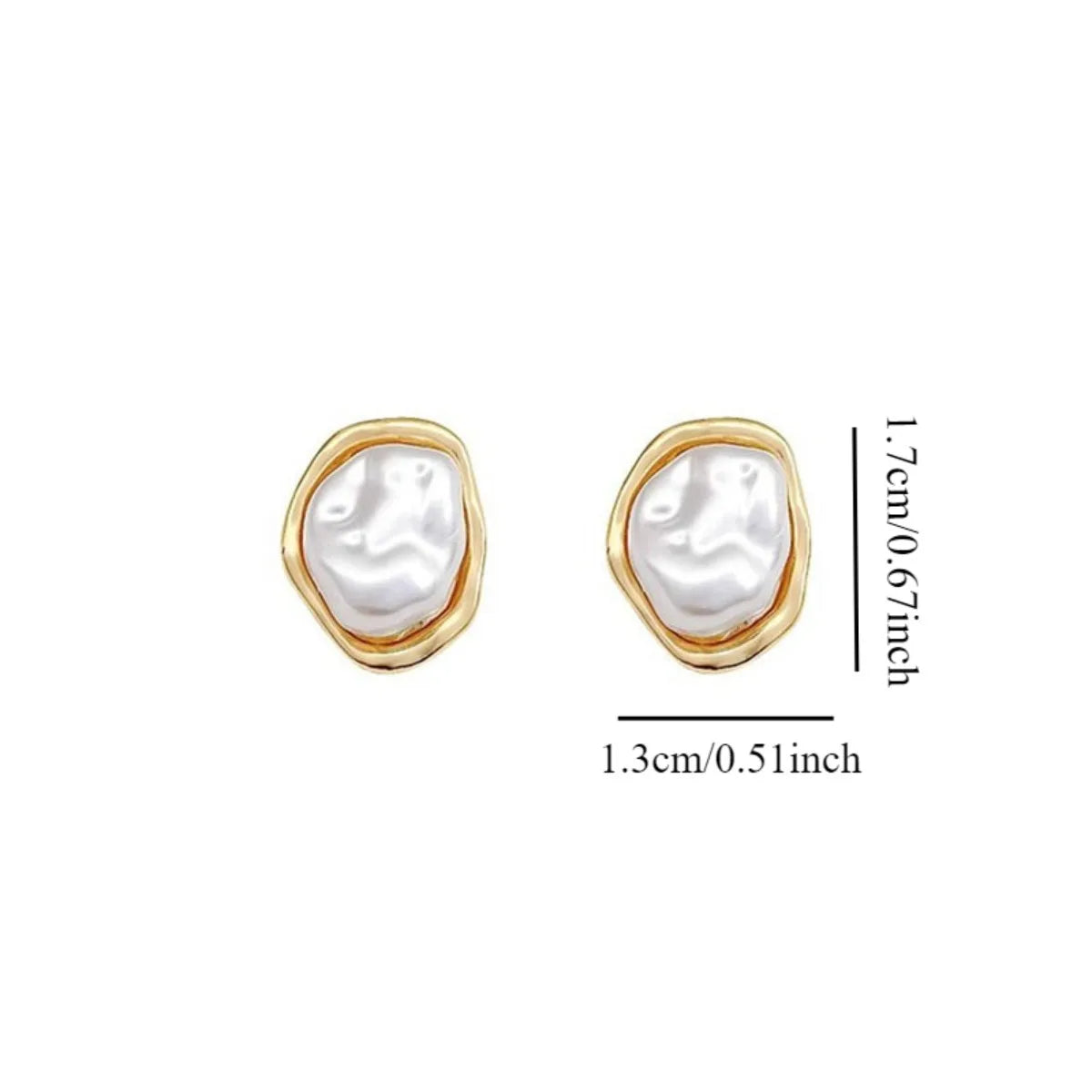 2PC Fashion Metal Irregular Imitation Pearl Stud Earrings Women Elegant Golden Silvery Geometric Personality Earrings Jewelry