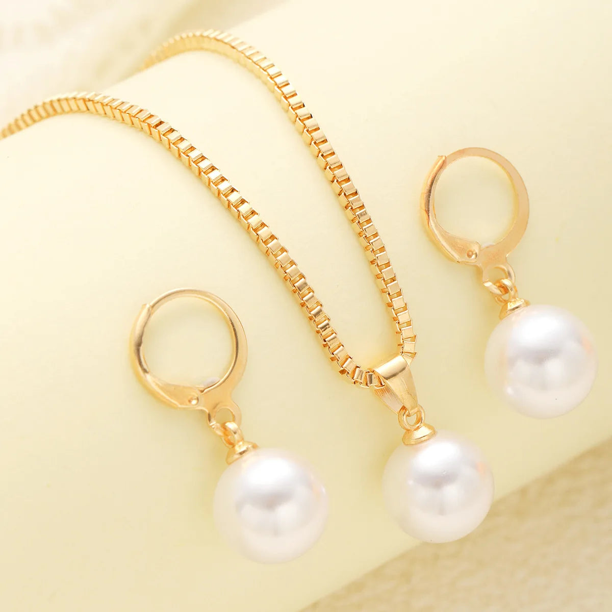 Fashion Pearl Jewelry Set For Women Dangle Earrings Pendant Necklace Simple Dainty Daily Wear Outfit  Party Accessories