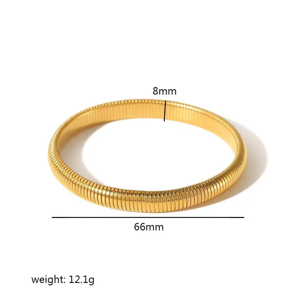 Peri'sBox Elastic stainless steel thick metal punk bracelet women's18k gold-plated charm 8/10/12/20/16MM custom elastic bracelet