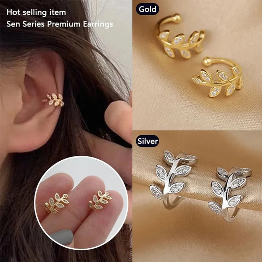 1Pc Hot Sale Cute Metal Leaf Earcuff Clips On Earring for Women Girls, No Fake Piercing Cartilage Earrings Ear Ring Without Hole