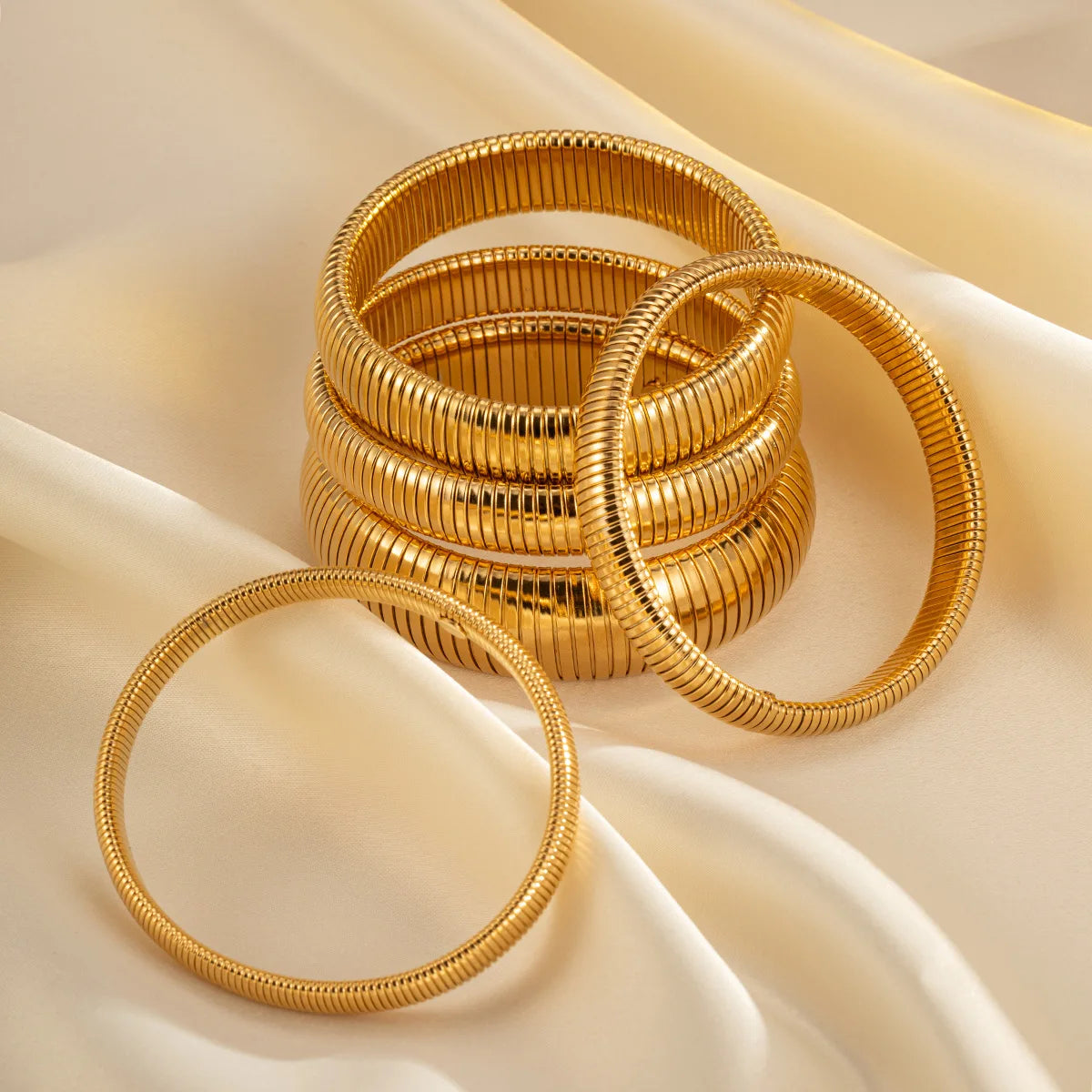 Peri'sBox Elastic stainless steel thick metal punk bracelet women's18k gold-plated charm 8/10/12/20/16MM custom elastic bracelet