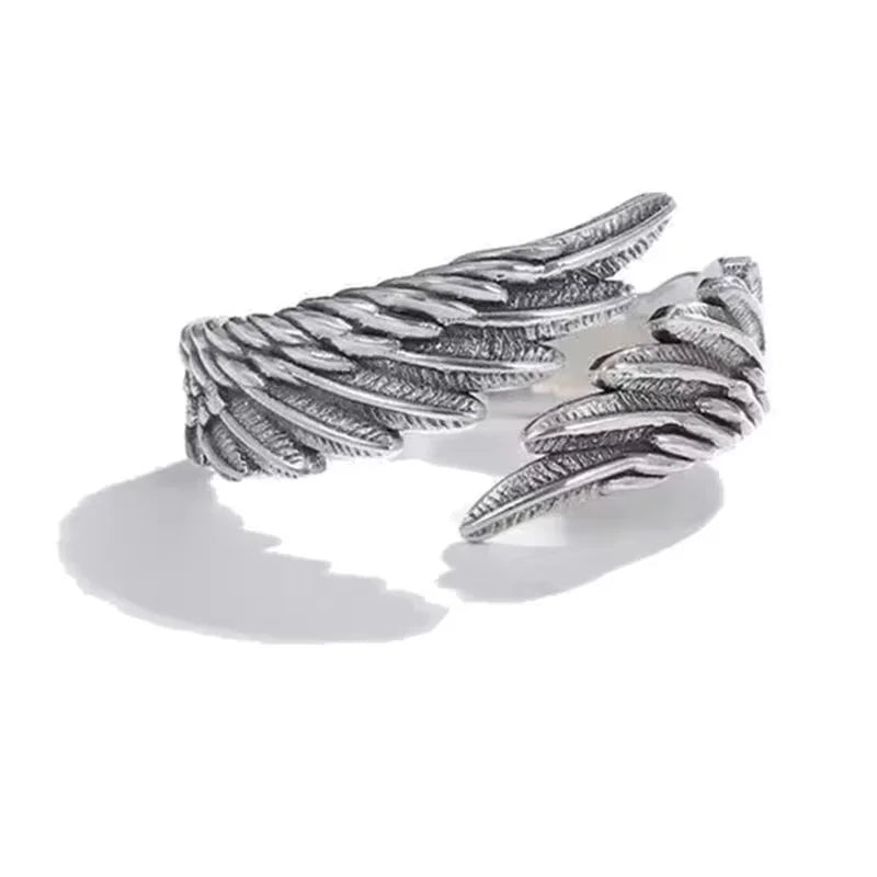 Retro Angel Demon Wing Couples Rings Antique Jewelry Popular Fashion Sense Open Adjustable Finger Ring Punk Hip Hop Gift