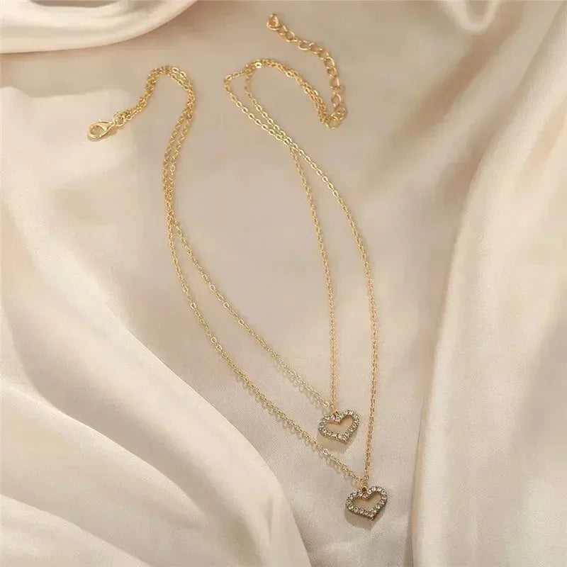 2025 New Women's Pearl Necklace Kpop Gold Color Beads Pendant Necklaces Goth Double Layer Chain Choker for Women Fashion Jewelry